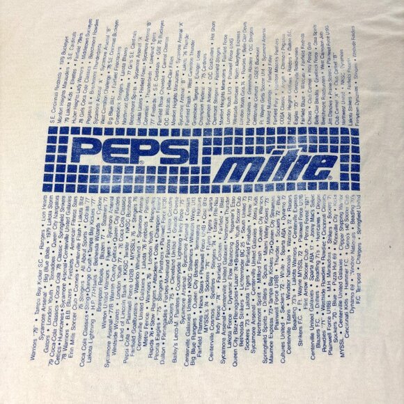 Vintage MASC Soccer 1988 T Shirt Jerzees White L/XL Mid American Classic Pepsi - Picture 9 of 12